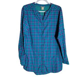 Duluth Trading Co Plaid Vented Tunic Button Front Shirt Women's Medium Gorpcore